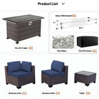 Kullavik 12 Piece Outdoor Patio Furniture Set with Fire Pit Table