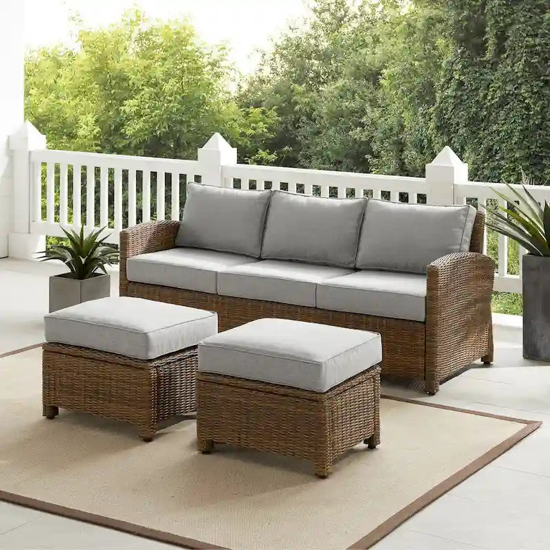 Crosley Bradenton 3Pc Outdoor Wicker Sofa Set - 81 W x 75 D x32.5 H
