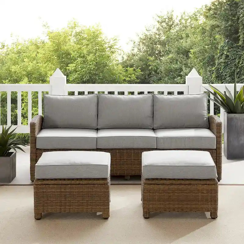 Crosley Bradenton 3Pc Outdoor Wicker Sofa Set - 81 W x 75 D x32.5 H