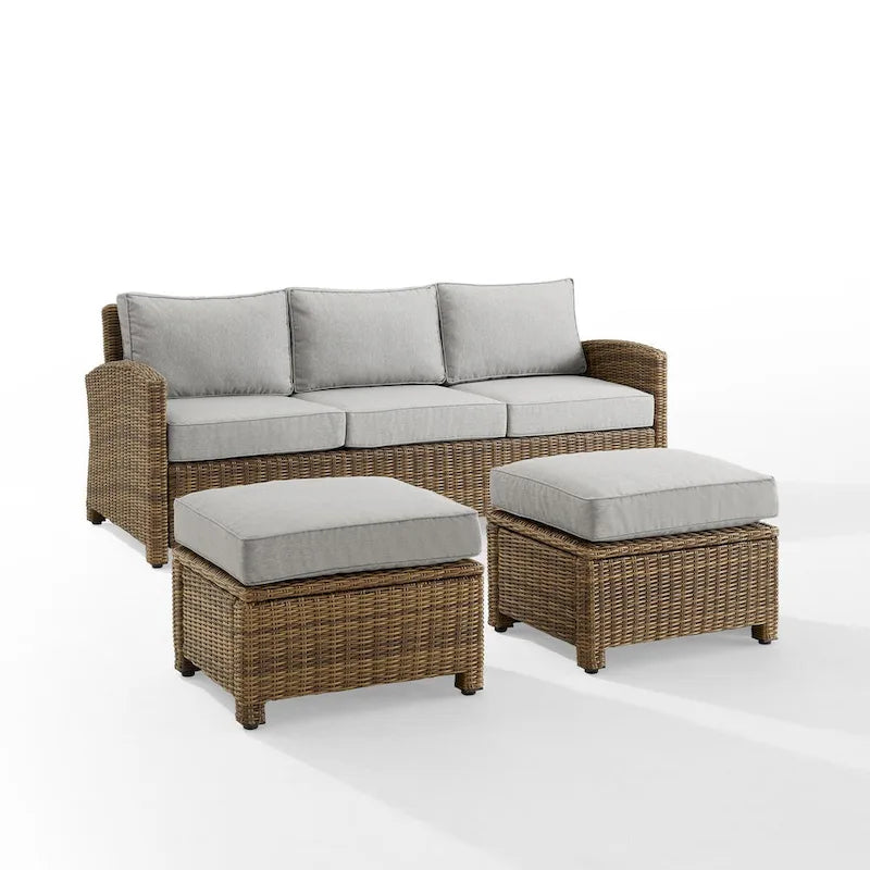 Crosley Bradenton 3Pc Outdoor Wicker Sofa Set - 81 W x 75 D x32.5 H