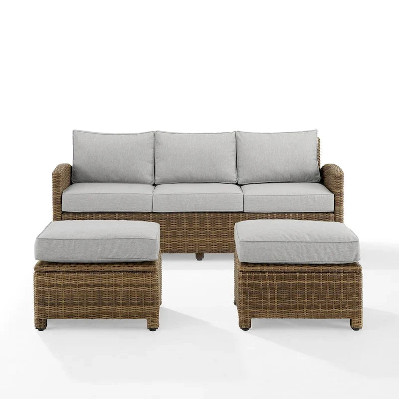 Crosley Bradenton 3Pc Outdoor Wicker Sofa Set - 81 W x 75 D x32.5 H