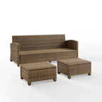 Crosley Bradenton 3Pc Outdoor Wicker Sofa Set - 81 W x 75 D x32.5 H
