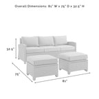 Crosley Bradenton 3Pc Outdoor Wicker Sofa Set - 81 W x 75 D x32.5 H