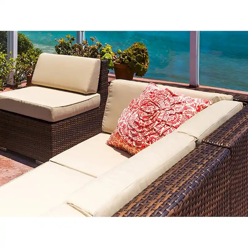 Ohana Outdoor Patio 20 Piece Mixed Brown Wicker Sofa and Dining Set