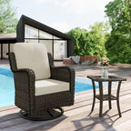 Outdoor Rattan Wicker Swivel Rocking Chair With Cushions