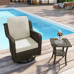 Outdoor Rattan Wicker Swivel Rocking Chair With Cushions