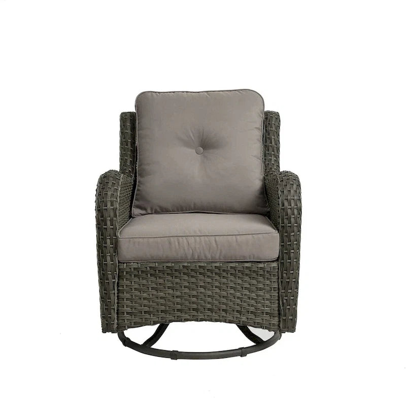 Outdoor Rattan Wicker Swivel Rocking Chair With Cushions