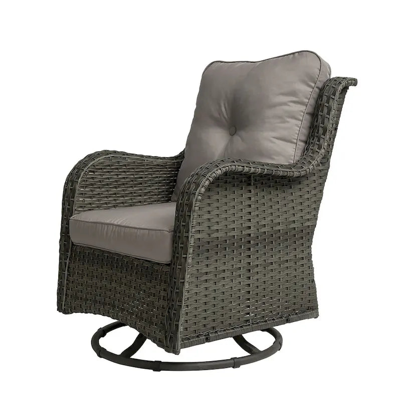 Outdoor Rattan Wicker Swivel Rocking Chair With Cushions
