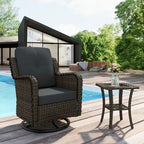 Outdoor Rattan Wicker Swivel Rocking Chair With Cushions