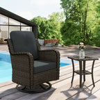 Outdoor Rattan Wicker Swivel Rocking Chair With Cushions