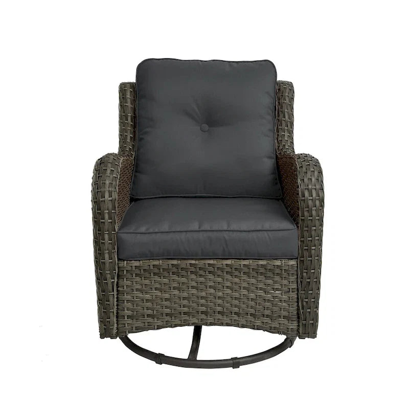 Outdoor Rattan Wicker Swivel Rocking Chair With Cushions
