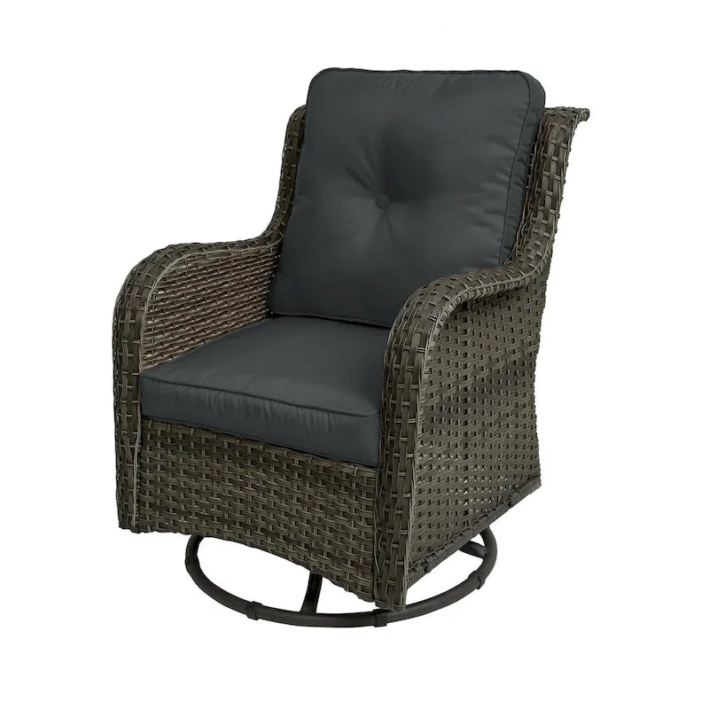 Outdoor Rattan Wicker Swivel Rocking Chair With Cushions