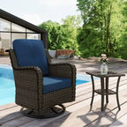 Outdoor Rattan Wicker Swivel Rocking Chair With Cushions