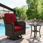 Outdoor Rattan Wicker Swivel Rocking Chair With Cushions