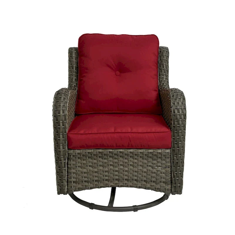 Outdoor Rattan Wicker Swivel Rocking Chair With Cushions
