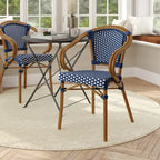 All-Weather Commercial Paris Chair with Bamboo Print Metal Frame - N/A