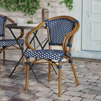 All-Weather Commercial Paris Chair with Bamboo Print Metal Frame - N/A
