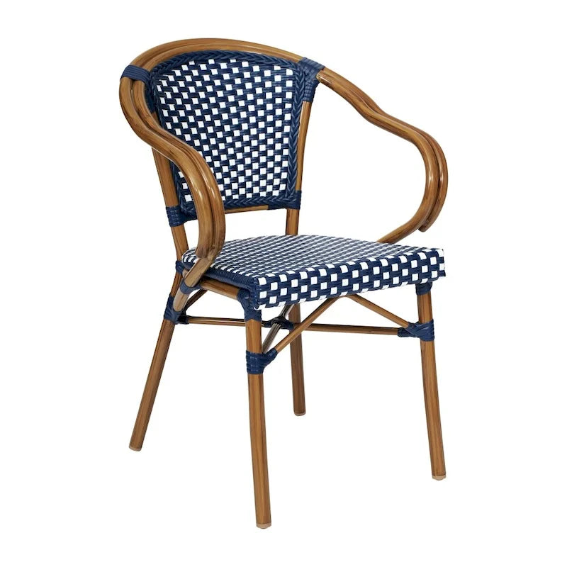 All-Weather Commercial Paris Chair with Bamboo Print Metal Frame - N/A