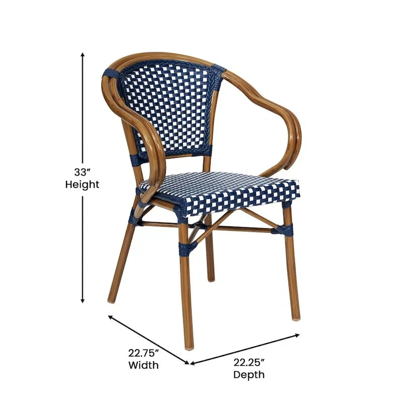 All-Weather Commercial Paris Chair with Bamboo Print Metal Frame - N/A
