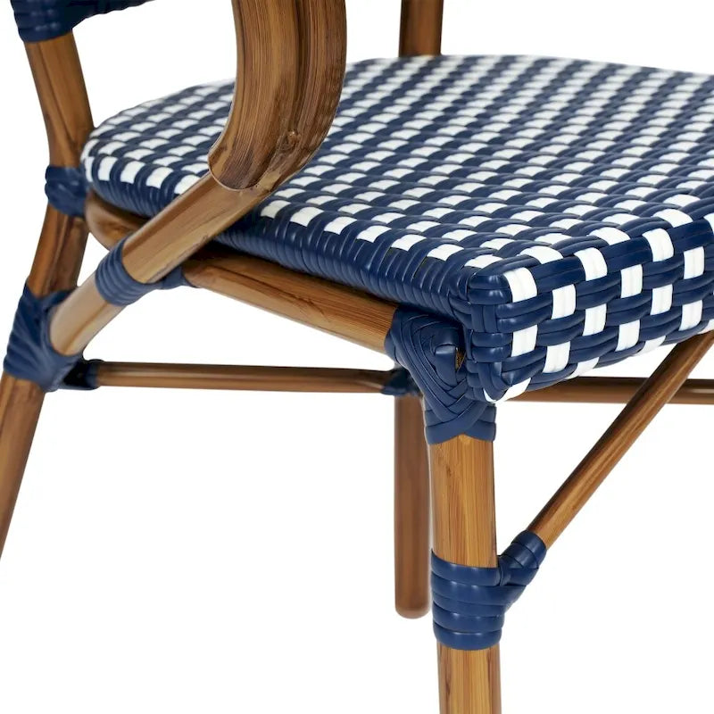 All-Weather Commercial Paris Chair with Bamboo Print Metal Frame - N/A