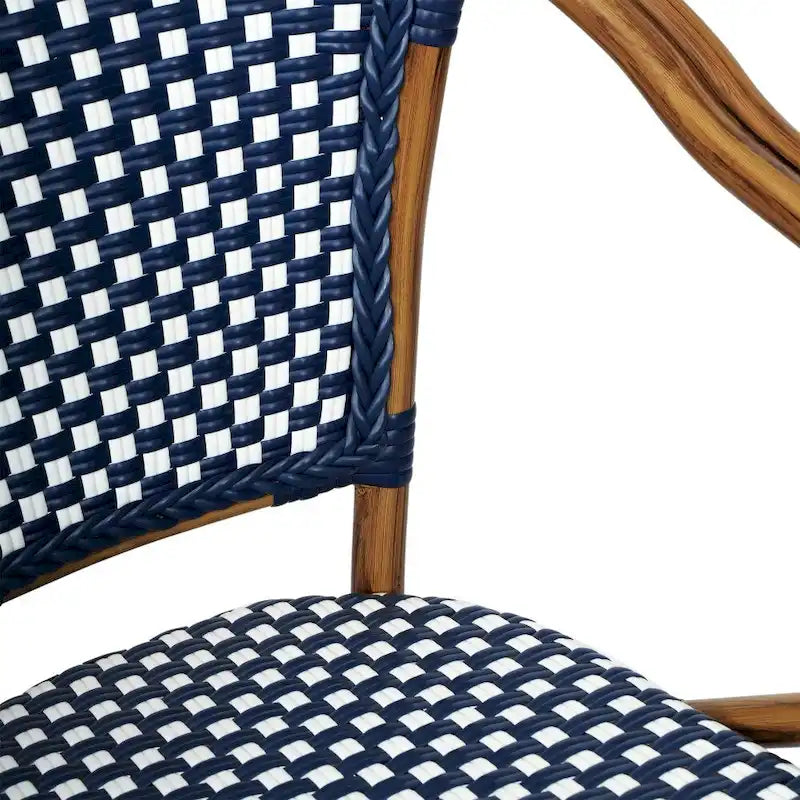 All-Weather Commercial Paris Chair with Bamboo Print Metal Frame - N/A