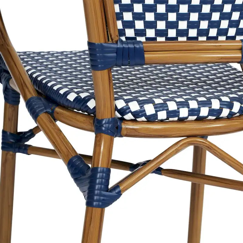 All-Weather Commercial Paris Chair with Bamboo Print Metal Frame - N/A