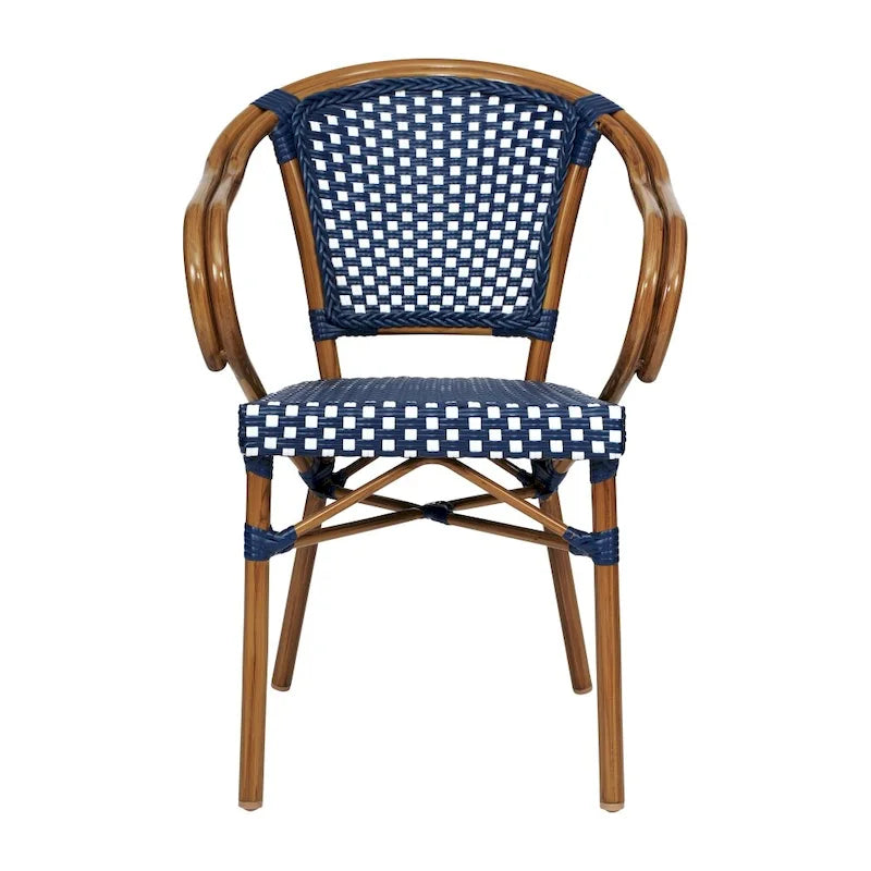 All-Weather Commercial Paris Chair with Bamboo Print Metal Frame - N/A