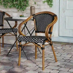 All-Weather Commercial Paris Chair with Bamboo Print Metal Frame - N/A