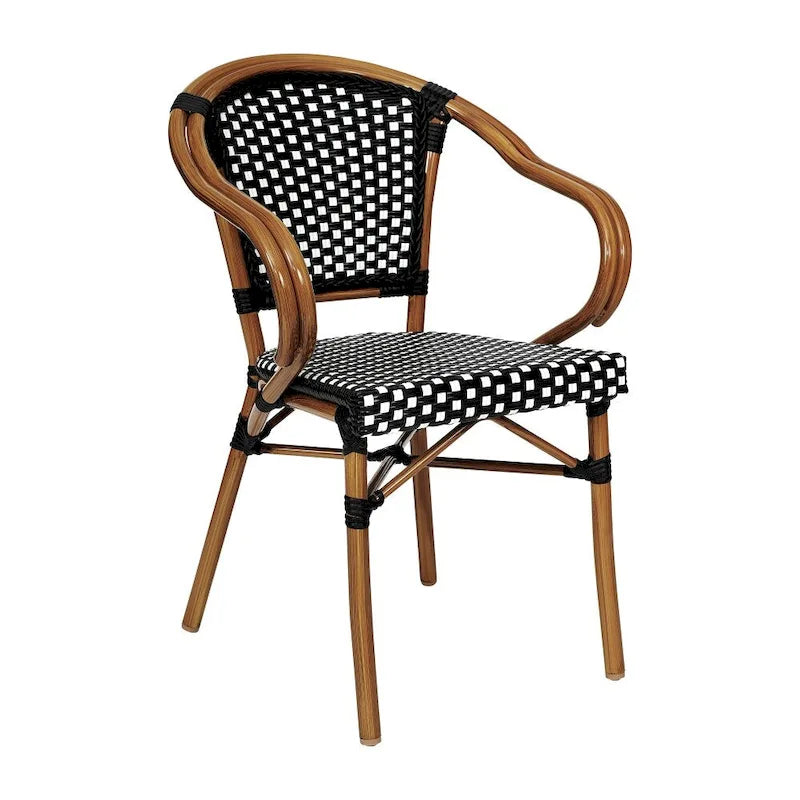 All-Weather Commercial Paris Chair with Bamboo Print Metal Frame - N/A