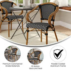 All-Weather Commercial Paris Chair with Bamboo Print Metal Frame - N/A