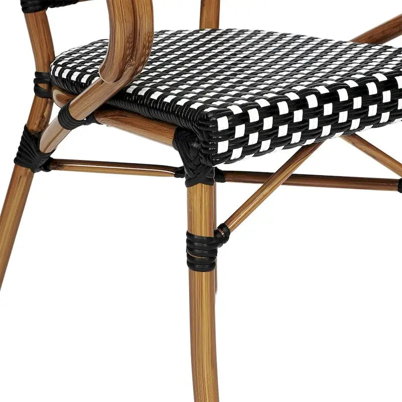 All-Weather Commercial Paris Chair with Bamboo Print Metal Frame - N/A