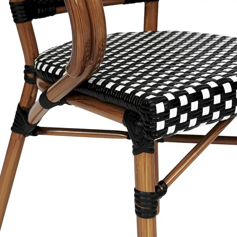 All-Weather Commercial Paris Chair with Bamboo Print Metal Frame - N/A