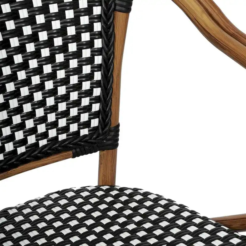 All-Weather Commercial Paris Chair with Bamboo Print Metal Frame - N/A