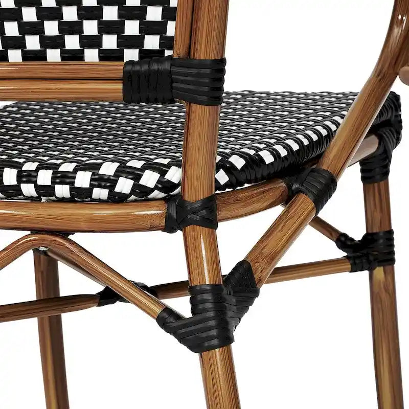 All-Weather Commercial Paris Chair with Bamboo Print Metal Frame - N/A