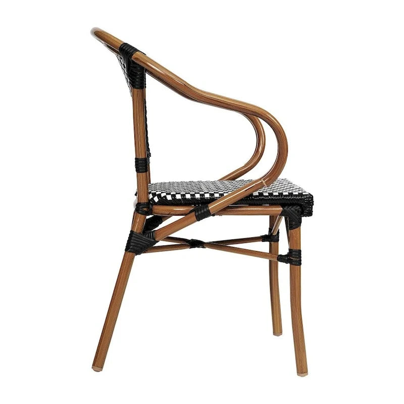 All-Weather Commercial Paris Chair with Bamboo Print Metal Frame - N/A