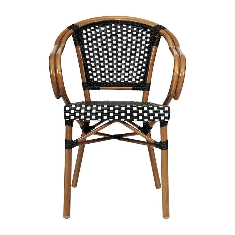 All-Weather Commercial Paris Chair with Bamboo Print Metal Frame - N/A