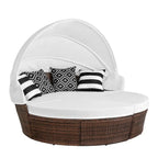 Ledel Wicker Outdoor Daybed 5-piece Sectional Sofa Set With Retractable Canopy and Cushions