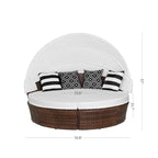 Ledel Wicker Outdoor Daybed 5-piece Sectional Sofa Set With Retractable Canopy and Cushions