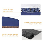 Ledel Wicker Outdoor Daybed 5-piece Sectional Sofa Set With Retractable Canopy and Cushions