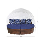 Ledel Wicker Outdoor Daybed 5-piece Sectional Sofa Set With Retractable Canopy and Cushions