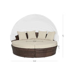Ledel Wicker Outdoor Daybed 5-piece Sectional Sofa Set With Retractable Canopy and Cushions
