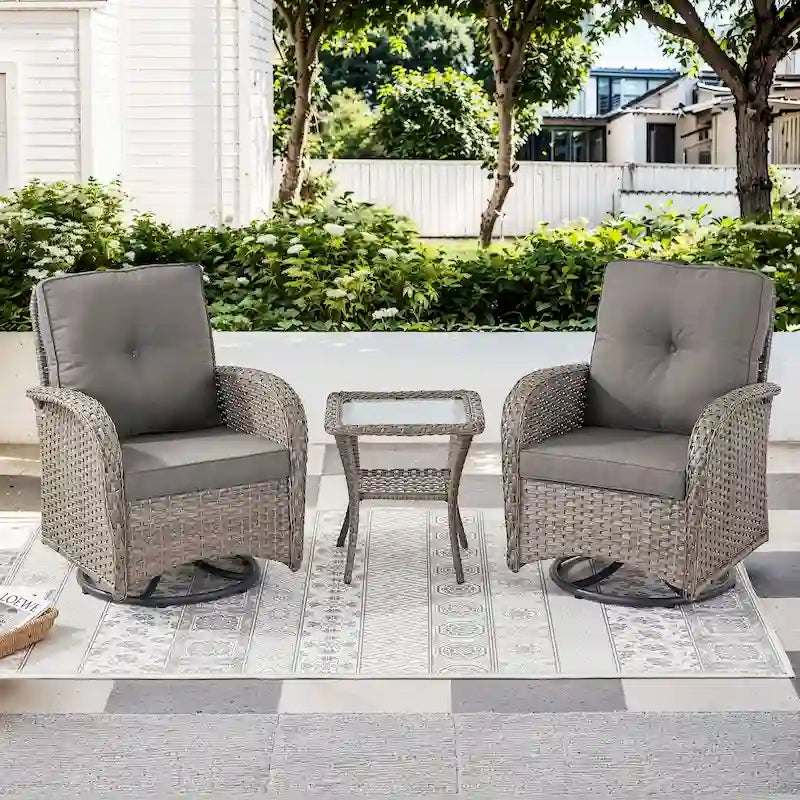 Pocassy Patio Swivel Rocker Chairs with Side Table
