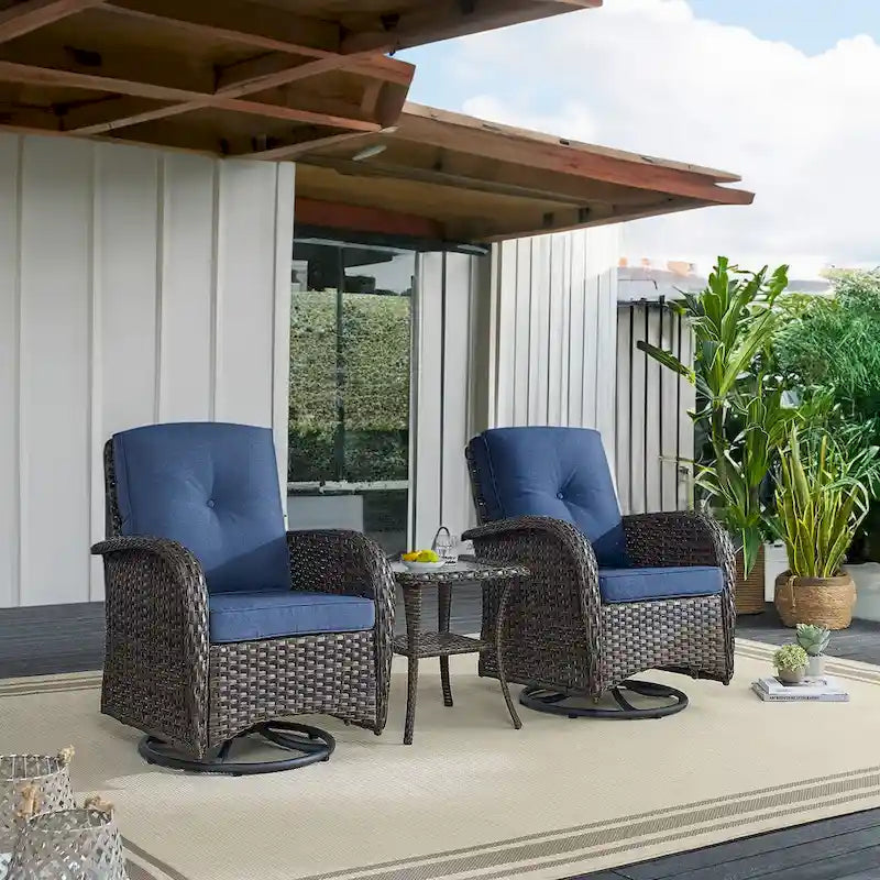 Pocassy Patio Swivel Rocker Chairs with Side Table