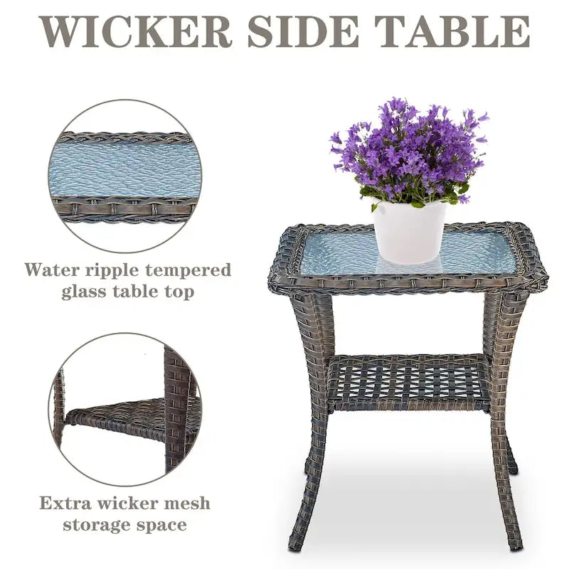 Pocassy Patio Swivel Rocker Chairs with Side Table
