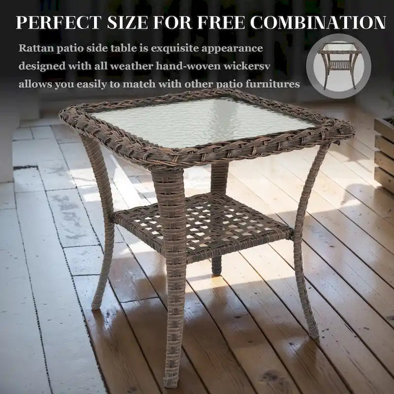 Pocassy Patio Swivel Rocker Chairs with Side Table
