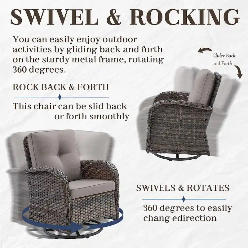 Pocassy Patio Swivel Rocker Chairs with Side Table
