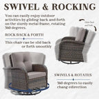 Pocassy Patio Swivel Rocker Chairs with Side Table