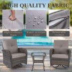Pocassy Patio Swivel Rocker Chairs with Side Table