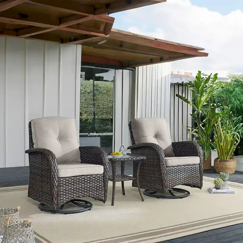 Pocassy Patio Swivel Rocker Chairs with Side Table