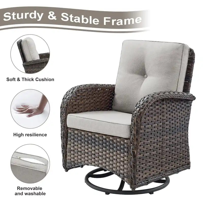 Pocassy Patio Swivel Rocker Chairs with Side Table
